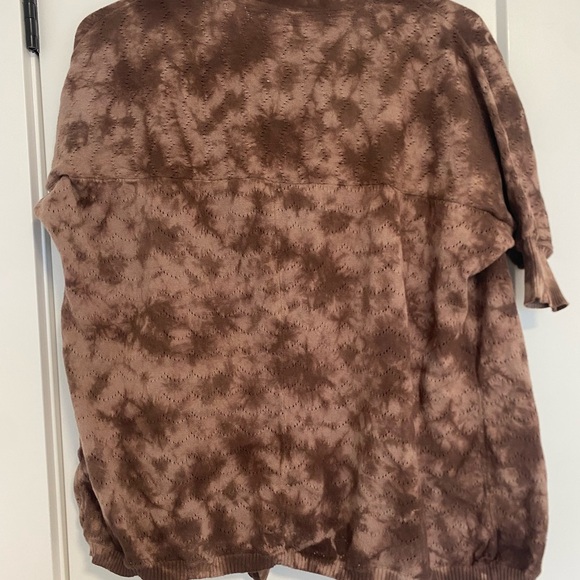 Rig Utility Neutral Brown Cotton Tie Dye Half Sleeve Open Cardigan Size Medium - Picture 10 of 10